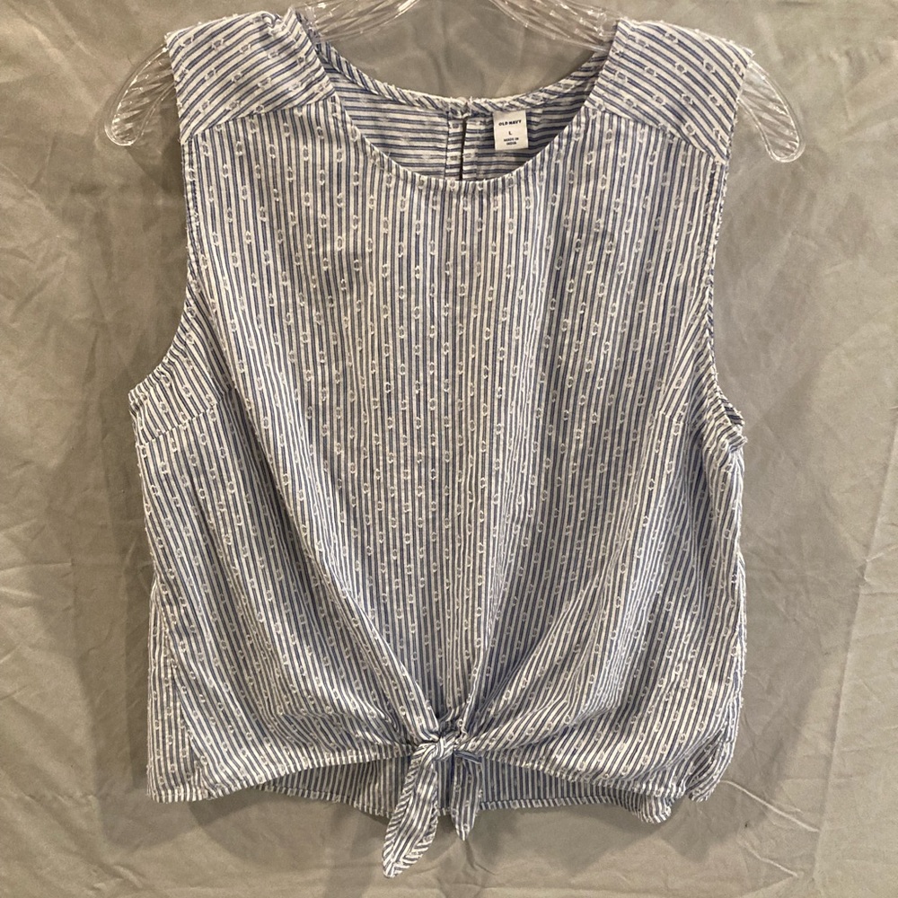 Striped tank top with tie front